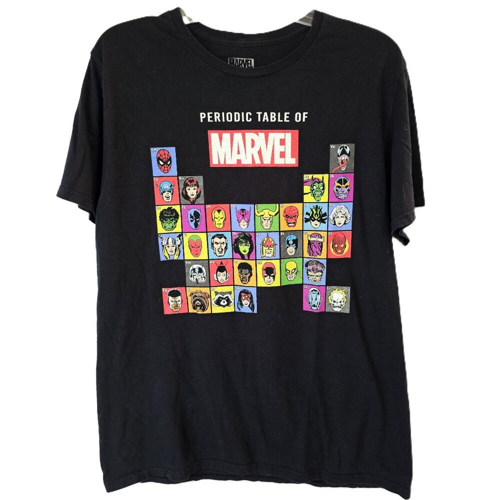 🦸‍♂️ Periodic Table of Marvel Black T-Shirt (Size Large)